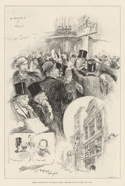 América revisitada por nuestro artista especial, bocetos en Wall Street, Nueva York de Henry Charles Seppings Wright